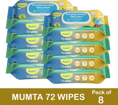 Mumta Soft Cleansing Baby Wipes with Aloe Vera & Vitamin E -72 Counts/Pack (Set of 7)(504 Wipes)