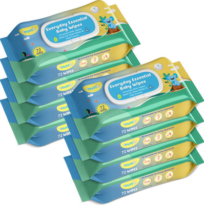 Mumta Soft Cleansing Baby Wipes with Aloe Vera & Vitamin E -72 Counts/Pack (Set of 8)(576 Wipes)