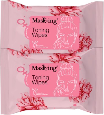 MasKing Face Toning & Refreshing, Hydrating Wet Wipe for Women (Pack 2)(20 Wipes)