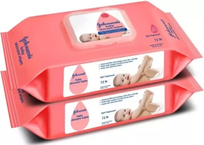 JOHNSON'S Baby Skincare Wipes with Lid Pack of 2, 72s×2 (144 Wipes)(2 Wipes)