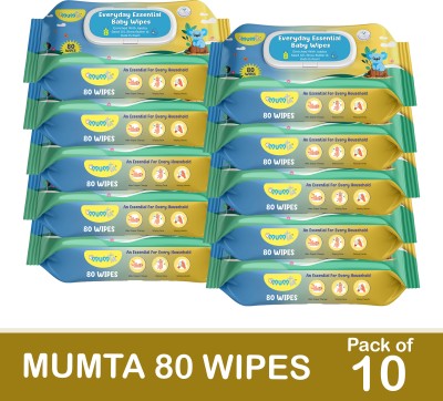 Mumta Soft Cleansing Baby Wipes with Aloe Vera & Vitamin E 80 Counts/Pack (Set of 10)(800 Wipes)