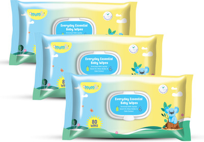 Mumta Soft Cleansing Baby Wipes with Aloe Vera & Vitamin E - 80x3 Counts(240 Wipes)