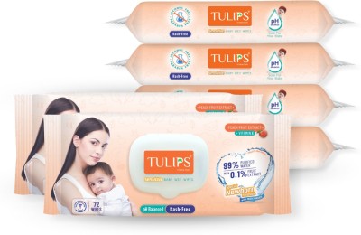 Tulips Baby Wet wipes with LID Pack Peach Fruit Extract (432 Wipes)(6 Wipes)