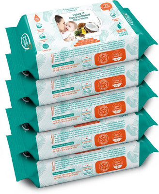 Buddsbuddy Combo of 5 Coconut Based Skincare Baby Wet Wipes(360 Wipes)