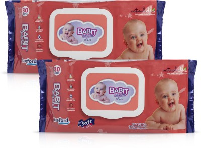 Babit Baby Care Wipes Alcohol Free Pack of 2(160 Wipes)