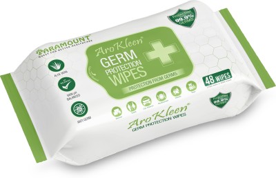 ARO KLEEN Germ Protection Wipes, Disinfectant Wet Wipes for Skin & Surfaces (Pack of 1)(48 Wipes)