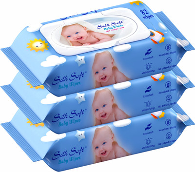 Silk Soft Baby wet wipes 82 pulls with lid PACK OF 3(246 Wipes)