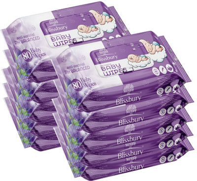 Blissbury Baby Wipes 80 Sheets Pack of 10(800 Wipes)