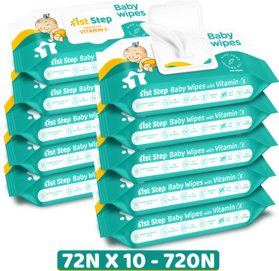 1st Step Baby Wet Wipes With Lid Enriched With Aloe-Vera And Jojoba Oil(Pack of 10)(720 Wipes)