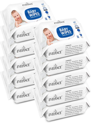 EVELANCE Caring Baby Wet Wipes with lid & Aloe Vera Extract| 72 Pieces|Pack Of 10(720 Wipes)