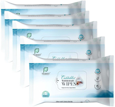 Cuddables 99% Water Baby Wipes – Natural Plant Made Cloth Wipes | 5 Pcs Wipes, Pack Of 5 (25 Wipes) For Rs. 58