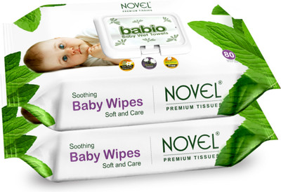 NOVEL Baby Wipes 80 Sheets pack of 2/with Lid(160 Wipes)