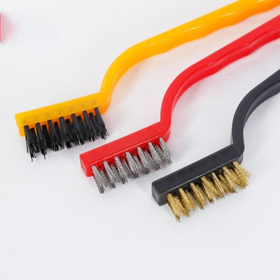 RK RETALIER Wire Brush Tool Kit Brass Nylon Stainless Steel Bristles Handle Scratch Brush Handle Scratch Brush(Pack of 3)