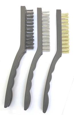 Inditrust 3 Type Wire Brush Set Cleaning Tool Kit - Brass, Nylon, Stainless Steel Handle Scratch Brush(Pack of 3)