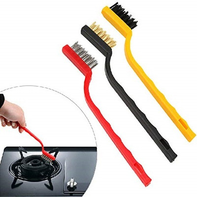 KDZONE Gas Stove Cleaning Brush Range Hood Stove Cleaning Tool Wire Brush Handle Scratch Brush(Pack of 3)