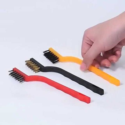 Jantrex 3 Pcs Cleaning Wire Brush Kitchen Tools Metal Fiber Brush Strong Decontamination Handle Scratch Brush(Pack of 1)