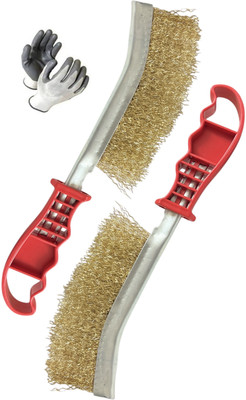 EPITECH MART 2Pc Brass Wire Knife Brush for Polishing and Rust Removing Handle Scratch Brush(Pack of 2)