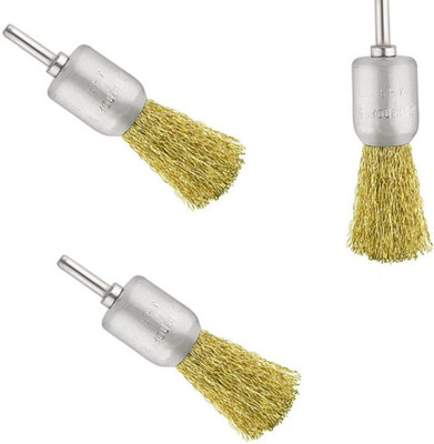 Inditrust 1/4inch 19mm End wire brush set Wheel Brush or Rust removal, paint removal (3pc) Handle Scratch Brush(Pack of 3)