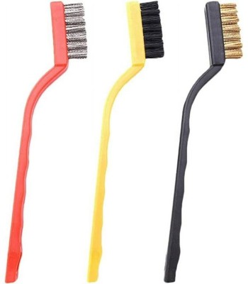 AMEEDARSHAN 3pcs Mini Wire Brushes with Curved Handle for Cleaning Rust Handle Scratch Brush(Pack of 3)