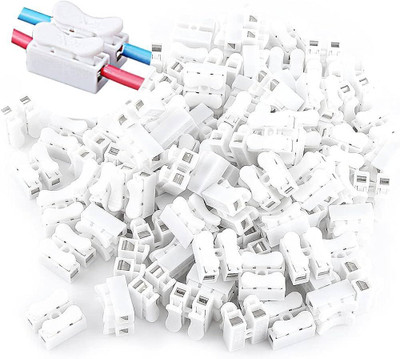 Onneybrothers 2 WAY CONNECTOR PACK OF 40 PUSH 5 amp Quick Cable Wire Connector, Lock Electric Wire Connector Wire Connector(White, Pack of 40)