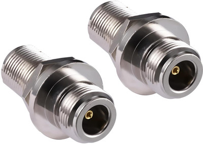 Netboon N Female to N Female Bulkhead RF Connector, Coaxial RF Adapter for RF Antennas Dual N female Bulkhead RF Connector Routers Amplifiers and RF Applications Wire Connector(Silver, Pack of 2)