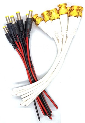 TAAPSEE (20pack) 10 Pcs BNC Connector Cable (Golden) & 10 Pcs DC Power Male (Red-Black) for Surveillance CCTV Camera Wire Connector(Gold, Pack of 20)