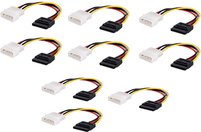 xenee Power Sharing Cable 0.05 m 4 Pin Molex to SATA Power Cable Adapter for Compatible with Internal Hard Disk Drive, HDD, SSD & DVD Writer Wire Connector(Black, Pack of 8)