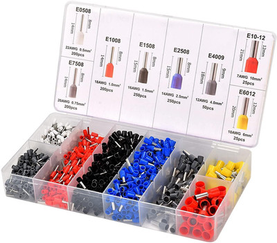 Calldrishe Wire Copper Crimp Connector Electronic Wire Ferrules Kit Wire Connector Terminal Clamp (1200) Wire Connector(Multicolor, Pack of 1)