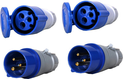 DECENT AIR SYSTEM 16A 220-250V 3pin IP44 3P Waterproof Socket Male and Female Industrial Socket and Plug 2Pair plug socket Wire Connector(Blue, Pack of 4)