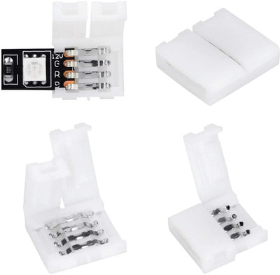 Snoogg +RGB/LED Strip Connector Right Angle I Shape solderless Corner Connector 4 Pin - 10mm Wire Connector(White, Pack of 1)