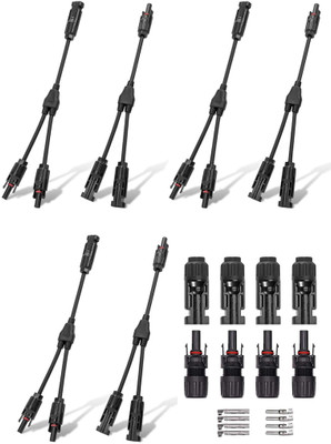 ABONIX Y Branch Connector 3 Pair with MC4 Male/Female 3 Pairs MC4 Solar Connector for Solar Panels Wire Connector(Black, Pack of 4)