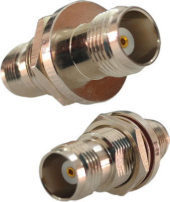 Netboon TNC Female to TNC Female Bulkhead RF Adapter Connector High-Performance TNC Female To TNC Female Bulkhead RF Crimp Connector Wire Connector(Silver, Pack of 2)