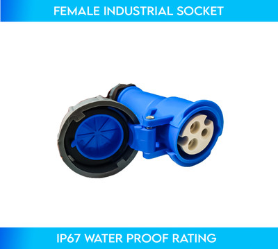 LXMI Heavy Duty (Female) 16A/3Pin Industrial Plug & Panel Socket Set 200-250V Single Phase Industrial Socket With IP67 Waterproof rating Wire Connector(Blue, Pack of 1)