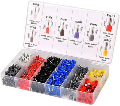 Calldrishe Wire Copper Crimp Connector Electronic Wire Ferrules Kit Wire Connector Terminal Clamp (1200) Wire Connector(Multicolor, Pack of 1)