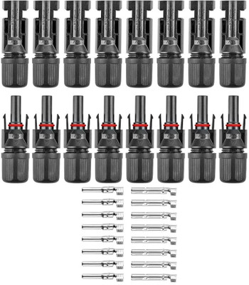 CELANO MC4 Solar Connectors 8 Pair Pack of 8 Pairs Male/Female Wire Connector(Black, Pack of 8)