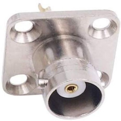 Telehatch BNC Female Jack Socket | Mount Bulkhead with 4 Screw Holes | for CCTV Systems RF Connector Wire Connector(Silver, Pack of 1)