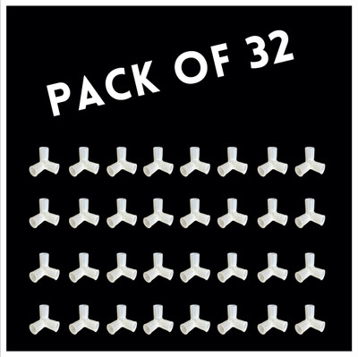 Premium Stuff 3 Pole Plastic White Connectors for Shoe Cabinet Rack and Wardrobes Shoe Rack Pipe Connector & Wardrobe Jointer Wire Connector(White, Pack of 32)