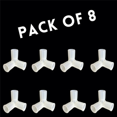 Premium Stuff 3 Pole Plastic White Connectors for Shoe Cabinet Rack and Wardrobes Shoe Rack Pipe Connector & Wardrobe Jointer Wire Connector(White, Pack of 8)