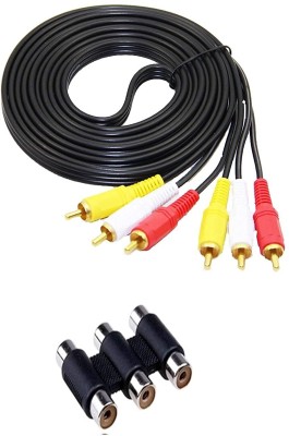 Sage  TV-out Cable TV-out Cable 3 RCA Female to Female Coupler Joiner with 3RCA Male to Male(Black, For Home Theater, 1.5 m)