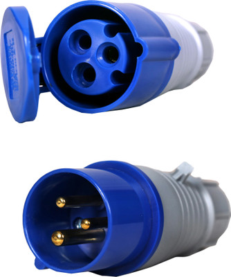 DECENT AIR SYSTEM 16A 220-250V 3pin IP44 3P Waterproof Socket Male and Female Industrial Socket and Plug Industrial Plug Socket Wire Connector(Blue, Pack of 2)