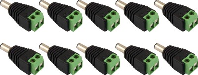 Wizzo (Pack of 10 Pieces) 12V DC Pin Power Male 5.5mm x 2.1mm Cable Wire Plug Socket Adapter for CCTV Camera, LED Light Strip DC Wire Connector(Green, Black, Pack of 10)