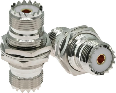 ABONIX UHF Female to Female Nut Bulkhead Panel Mount SO-239 Bulkhead Adapter Wire Connector(Silver, Pack of 2)