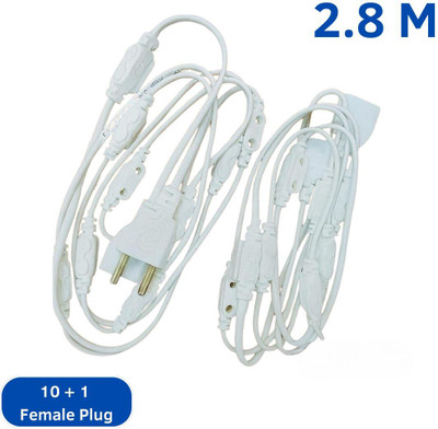 yoroto 2Pack LED Strip Light Jointer/Connector 10+1 Female Socket Plug Ladi/Rice Light Ladi Jointer Wire Connector(White, Pack of 2)
