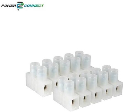 POWER CONNECT PC12WTB_3 5 Way Terminal Strip Screw Terminal Block, Insulated Electrical Terminal Block Wire Connector(White, Pack of 50)