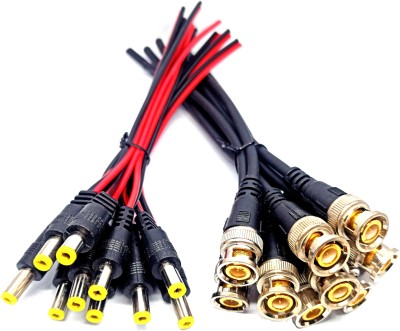 TAAPSEE (20pack) 10 Pcs BNC Cable (Black) and 10 Pcs DC Power Male (Red-Black) Cables for Surveillance CCTV Camera Wire Connector(Black, Pack of 20)