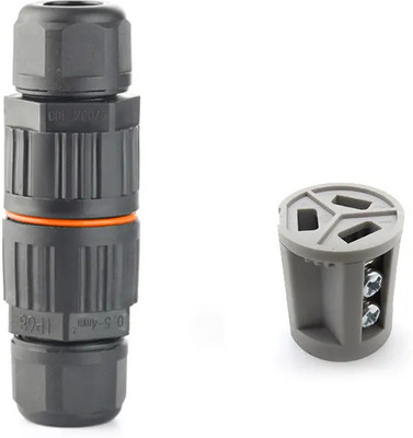 DECENT AIR SYSTEM 2 Way 3 Pin IP68 Waterproof Junction Box Electrical Cable Connector Wire Range 0.5mm²-4mm² Wire Connector(Black, Pack of 1)
