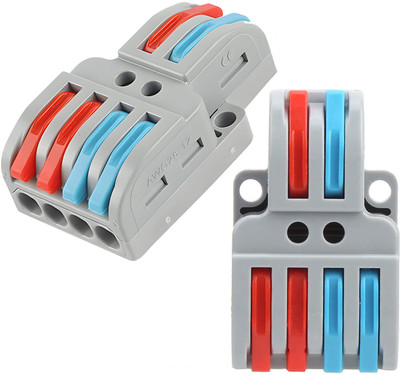 Besillia Wire Terminals for Circuit Inline Splices (2pcs, 2 to 4 inline, Multi) Lever Wire Connector(Multicolor, Pack of 2)
