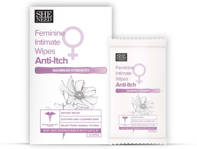 SheNeed Feminine Intimate Anti -itch wipes – 10 wipes Intimate Wipes(10 Sheets, Pack of 1)