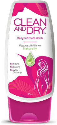 CLEAN AND DRY Prevents Itching & Burning|Restores Natural pH Balance Intimate Wash(190 ml, Pack of 1)