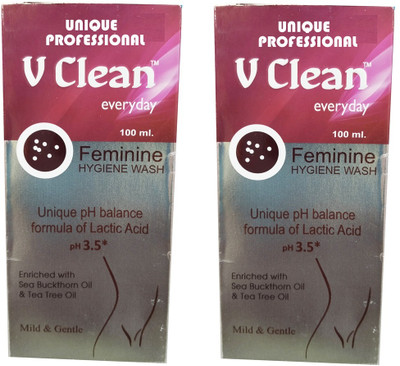 UNIQUE PROFESSIONAL V CLEAN EVERYDAY FEMININE HYGINE WASH 100 ML PACK OF 2 Intimate Wash(200 ml)